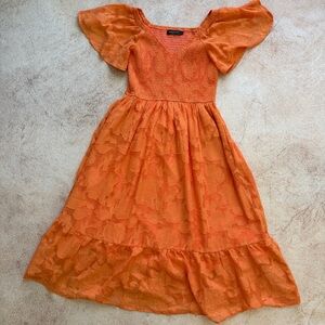 Orange Women's Flutter-Sleeve Dress